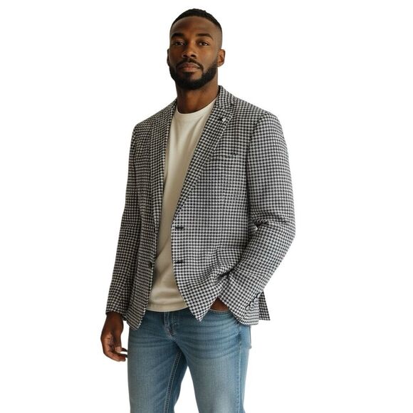 STAFFORD Men's Classic Fit Navy Blue Check Sport Coat Blazer Jacket 46S NWT - Picture 13 of 16